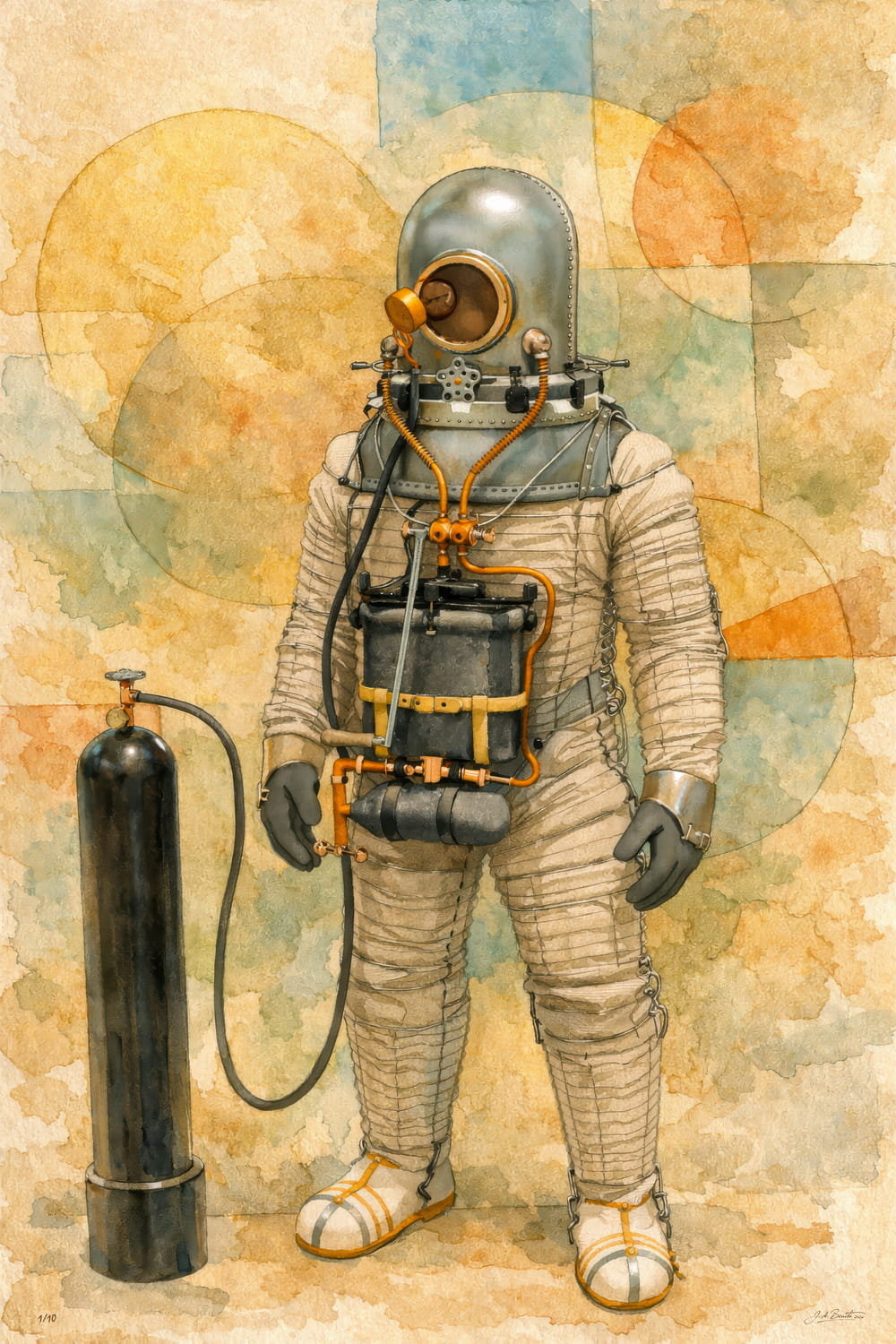 Escafandra estratonáutica de Emilio Herrera Linares, 1935 — ilustración artística